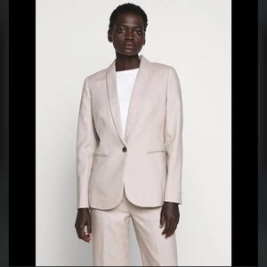 J. Crew "Parke" Beige Linen Blend Single Breasted Blazer